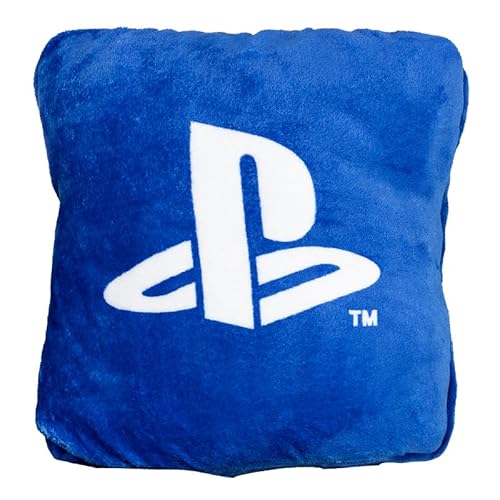Paladone PlayStation 2-in-1-Kissendecke, offiziell lizenzierte Sony-Reisedecke, faltbarer, weicher, flauschiger Überwurf, kompaktes Design für Spielzimmer oder Schlafzimmer, ideal für Reisen, 120 cm x von Paladone
