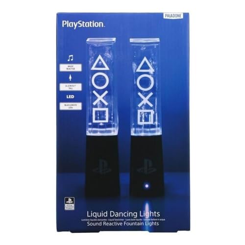 Paladone Playstation Flüssige tanzende Lichter, zwei klangreaktive Fontänen (22cm / 8,7"), betrieben über USB-Kabel, Spielezimmer-Dekor & Gaming-Zubehör von Paladone