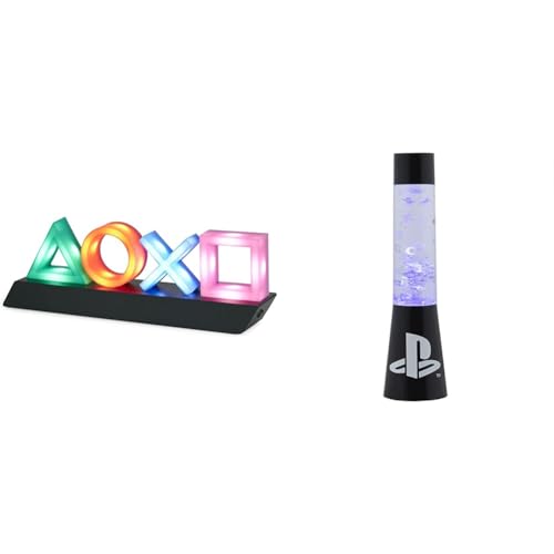 Paladone Playstation Icons Light mit 3 Lichtmodi - Musikreaktive Spielraumbeleuchtung, 31 x 7 x 11 cm & PP10211PS Playstation Glitter Flow Night, Bedroom Décor Mood Light von Paladone