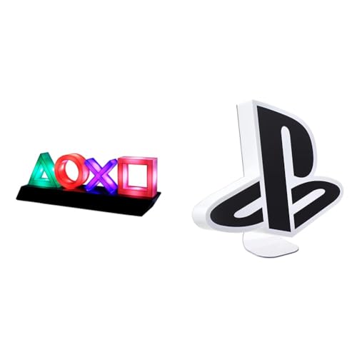 Paladone Playstation Icons Light mit 3 Lichtmodi - Musikreaktive Spielraumbeleuchtung, 31 x 7 x 11 cm & Playstation Logo Light (PP10240PS) von Paladone