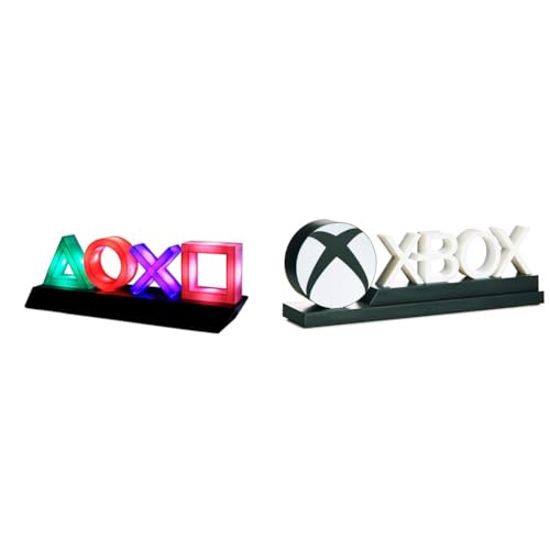 Paladone Playstation Icons Light mit 3 Lichtmodi - Musikreaktive Spielraumbeleuchtung, 31 x 7 x 11 cm & Xbox Icons Light, Sammlerstück Xbox Logo Merchandise von Paladone