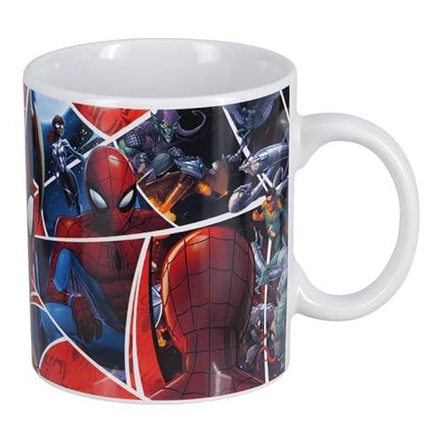 Spiderman Comic Book XL Tasse – Offiziell lizenzierte Marvel Keramik Kaffeetasse mit Comicbuch-Collage-Design, mikrowellen- und spülmaschinenfest, 550 ml Paladone von SPIDER-MAN