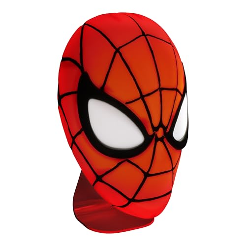 Paladone Spiderman Maskenlampe-Schreibtischlampe oder an der Wand montierbares Marvel-Merchandise-USB-Kabel inklusive, Red, One Size von Paladone