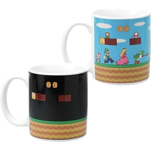 Paladone Super Mario Level Wärmewechselnde Kaffeetasse - Lizenzierte Nintendo-Ware - Geschenk für Spieler, Nerds, Nintendo Mario-Fans, Männer und Retro-Spiel-Enthusiasten - 295 ml von Paladone