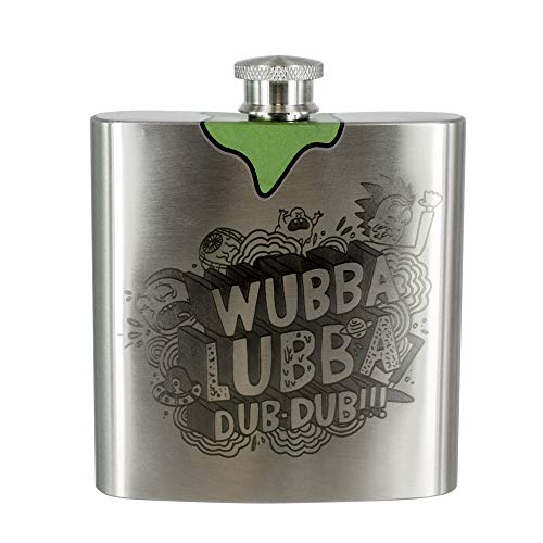 Paladone Unisex-Erwachsene Rick & Morty Rick's Wubba Lubba Dub Edelstahl Metall | 170 ml Flachmann mit Schraubverschluss | Ideal für Camping, Sport, Outdoor & Wandern, Silber, Einheitsgröße von Paladone