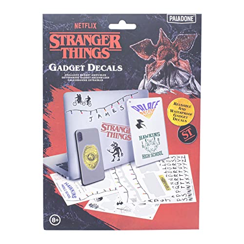 Stranger Things Gadget-Aufkleber, 4 Bögen, wasserfester und repositionierbarer Vinyl-Aufkleber von Paladone