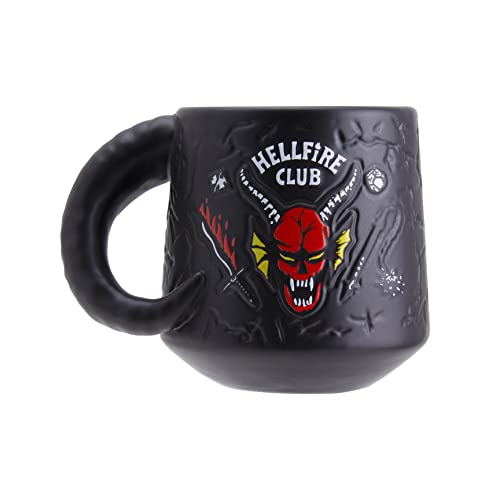 Paladone Product Stranger Things Hawkins High Hellfire Club Demon Embossed Ceramic Coffee Mug 400ml | Officially Licensed Horror Movie Merchandise von Paladone