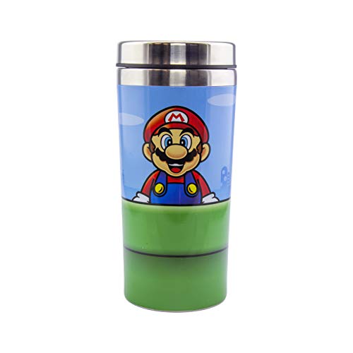 Super Mario Warp Pipe Reisebecher - Offiziell Lizenzierte Nintendo Edelstahlflasche, Hält Getränke heiß & kalt, Ideal für Pendler, Retro-Gamer-Geschenk, 450ml von Paladone
