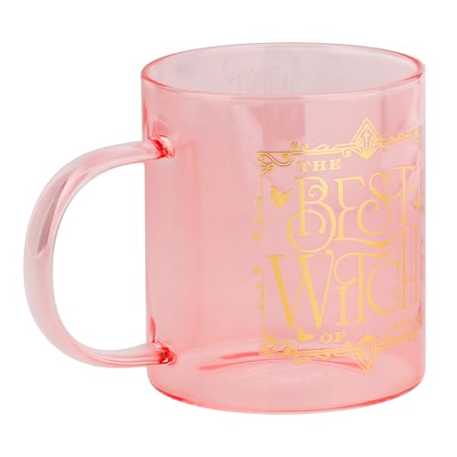 Wicked Paladone Movie Glastasse und Socken Geschenkset – Offiziell lizenziertes Disney-Geschenk für böse Fans, rosa getönte Tasse mit Aufschrift The Best Witch of All, und gemütliche von Paladone