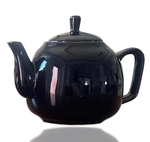 Teekanne im europäischen Stil aus Keramik, Kaffeekanne, Wasserkanne aus Porzellan, Vintage-Geschenk, Teekanne (schwarz) von Palais Essentials