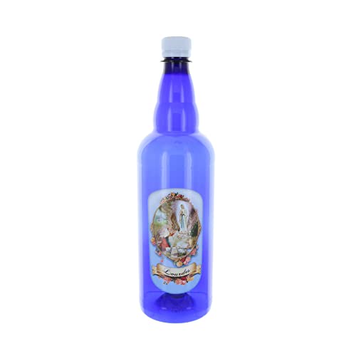 Lourdes Wasserflasche, Kunststoff, Motiv "Lourdes", mit 1 l Lourdes-Wasser, Wasserflasche, christlicher Kult, Blau von Palais du Rosaire