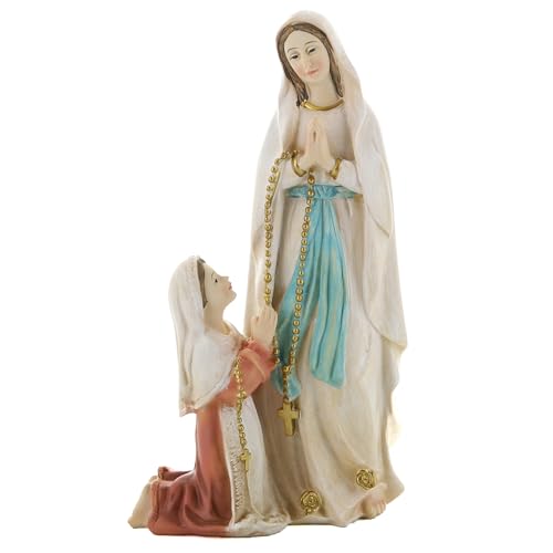 Palais du Rosaire Statue des Erscheinens von Lourdes, aus farbigem Kunstharz, 20 cm, Statue Jungfrau Maria, christlicher Kult, Kunststoff Palais du Rosaire Statue des Erscheinens von Lourdes, aus farbigem Kunstharz, 20 cm, Statue Jungfrau Maria, christlicher Kult, Kunststoff von Palais du Rosaire