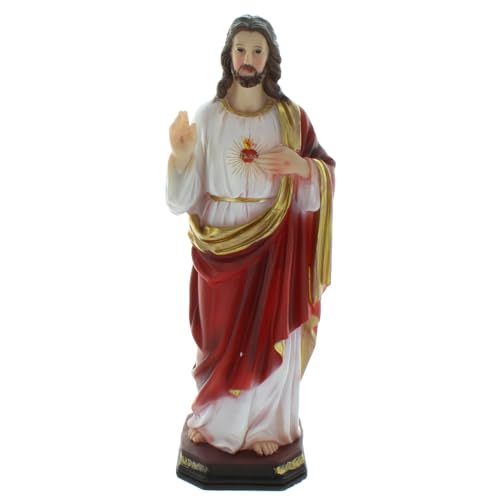 Statue des Heiligen Herzens Jesu, aus farbigem Harz, 30 cm – Statue der Heiligen – Christlicher Kult aus Kunststoff von Palais du Rosaire