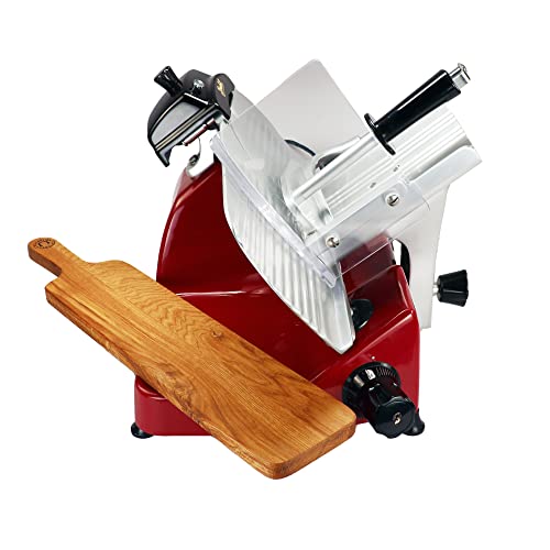 Berkel Aufschnittmaschine Pro Line XS 25 in Rot - Der Profi Allesschneider für Ihre Küche +100% handgefertigtes Servierbrett von Palatina Werkstatt