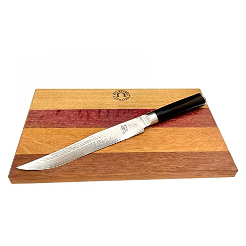 KAI Shun Classic Angebotsset | sensationelles Tranchiermesser DM-0703 mit 20 cm Damastklinge | + handgefertigtes Schneidebrett aus Fasseiche, 30x18 cm von Palatina Werkstatt