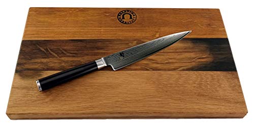 Kai Shun Classic Allzweckmesser DM-0701 | 15 cm Klinge | 32-Lagen Damaststahl + handgefertigtes Scheidebrett aus Fassholz 30x18 cm | VK: 159 € von Palatina Werkstatt