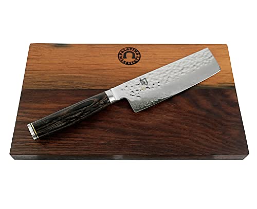 Kai Shun Messer – Tim Mälzer Messer Premier Serie - Nakirimesser TDM 1742 – ultrascharfes japanisches Messer + 100% handgefertigtes Schneidebrett Unikat von KAI / Palatina Werkstatt