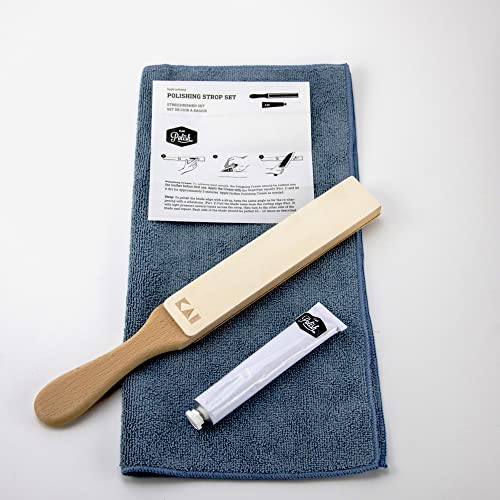 Kai Shun Polishing Strop Set, Abziehriemen + Polierpaste+Pflegetuch, perfekte Pflege für ihre Damastmesser von Palatina Werkstatt