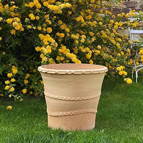 Palatina-Keramik | großer hoher Blumentopf aus Terracotta | 40 cm | frostfester Pflanzkübel Übertopf aus Kreta |t zum Bepflanzen Garten Outdoor Acanthus von Palatina Werkstatt
