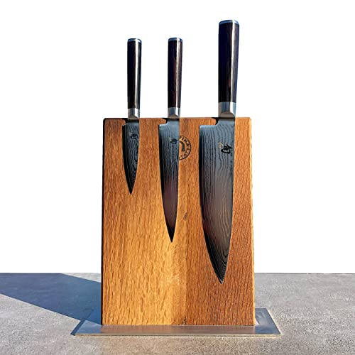 Palatina Werkstatt Exklusives Messerblock-Set | ultrascharfe Kai Shun Classic Messer + handgefertigter Magnet-Messerblock aus Eiche 0700-0701-0704-0706-0717-0728 von Palatina Werkstatt