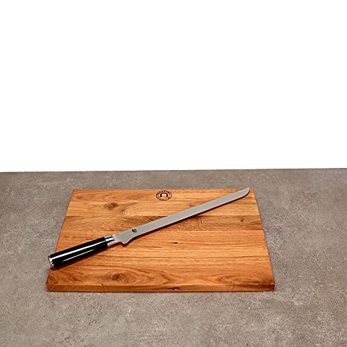 Palatina Werkstatt Kai Shun Classic Angebotsset | Schinkenmesser DM-0735 | 30,5 cm flexible Klinge | + großes Schneidbrett aus Eiche, von Hand gefertigt 40x30 cm | von Palatina Werkstatt