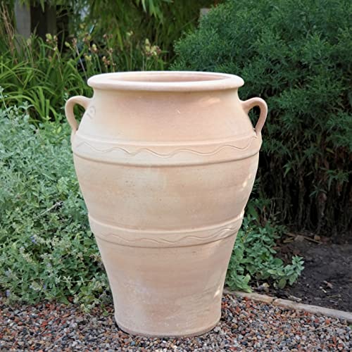 Palatina Werkstatt griechische Terracotta Amphore Olea 50cm - 100% Handgefertigt - Die ideale winterfeste Amphore für den Garten- Innenbereich & Amphorenliebhaber von Palatina Werkstatt