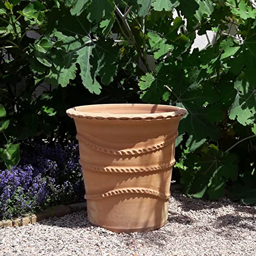 Palatina Werkstatt Terracotta Blumentopf Acanthus 40cm - 100% Handgefertigter Terracotta Pflanzkübel für den Garten & Innenbereich – Robust & Stilvoll zu jeder Jahreszeit von Palatina Werkstatt