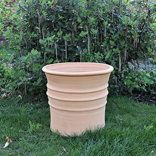 Palatina Werkstatt Terracotta Blumentopf Aster 40cm - 100% in Handarbeit gefertigter Terracotta Pflanzkübel für den Innen- & Außenbereich – Mediterranes Flair für Zuhause von Palatina Werkstatt