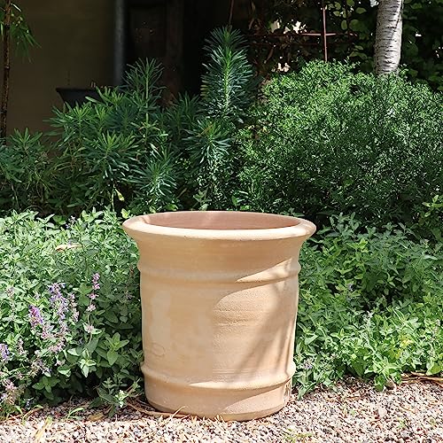 Palatina Werkstatt Terracotta Blumentopf Canna 33cm - 100% Handgefertigter Terracotta Pflanzkübel für den Garten & Innenbereich – Robust & Stilvoll zu jeder Jahreszeit von Palatina Werkstatt