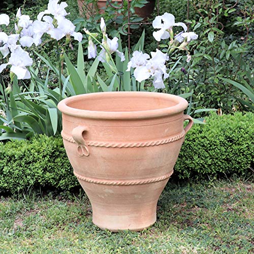 Palatina Werkstatt Terracotta Pflanzgefäß mit Henkel,handgefertigt und frostfest, Blumenkübel Garten Deko, 35-80 cm, Rosa (50 cm) von Palatina Werkstatt