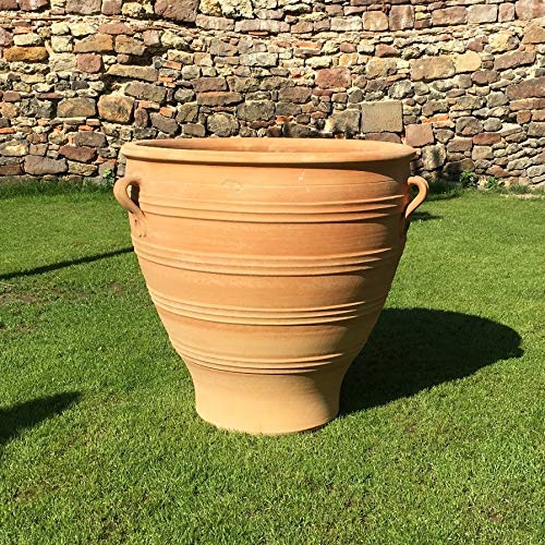 Palatina Werkstatt 100% handgefertigter Terracotta Pflanzkübel XXL Rosa 80cm aus Griechenland - Exklusive & natürliche Atmosphäre für Ihren Garten & Zuhause von Palatina Werkstatt