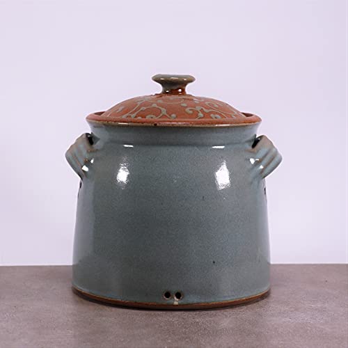 Palatina Werkstatt glasierter Zwiebeltopf, Kartoffeltopf, Vorratstopf, von 100% von Hand gefertigt aus grauem Steingut, Made in Germany Größe 4 von Palatina Werkstatt