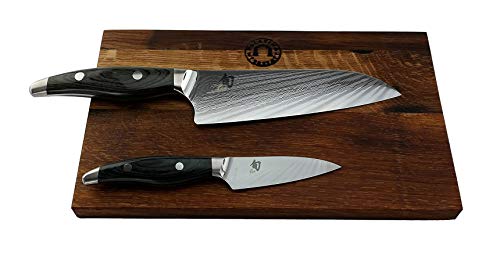 exklusives KAI Shun Nagare Messerset | NDC-0700 Officemesser,9 cm+ NDC-0702 Santoku,18 cm | + großes Schneidebrett aus Fassholz 30x18 cm (Eiche) | VK: 699,- € von Palatina Werkstatt