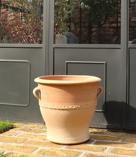 100% handgefertigter Terracotta Pflanzkübel 40cm aus Griechenland - Exklusive & natürliche Atmosphäre für Ihren Garten & Zuhause Rosa 2 von Palatina Werkstatt