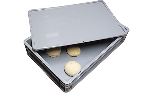 Pizzateigbehälter mit Deckel (60 x 40 x 12 cm) Kunststoffbehälter mit Deckel für Pizzateig, Stapelbehälter, Teigwanne, Teigbox Pizzaballenbox von Palatis