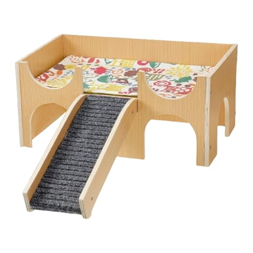 Palaufr Hamsterhaus | Natürliches Holz Nagerhaus,Spiel Und Ruhebereich Mit Kletterleiter Für Bewegung Von Hamster Igel Meerschweinchen Kaninchen von Palaufr