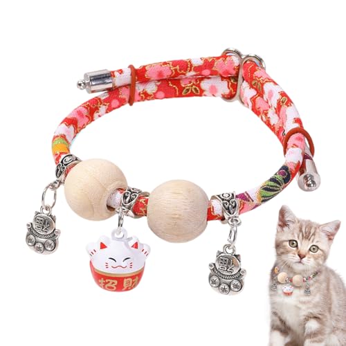 Palaufr Katzenhalsband Klein - Kätzchenhalsband Mit Zedernholzperle,Für Klein Mittel Groß Katzen Hals Schmuck Tägliche Wohnung Garten Spaziergang Training von Palaufr