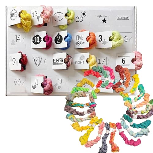 Woll-Adventskalender 2024, Weihnachts-Adventskalender 2024, 24 Tage Weihnachts-Countdown-Kalender, Weihnachts-Garnbox, Häkel-Adventskalender, Handgefertigter Strickmarker-Kalender von Palaufr