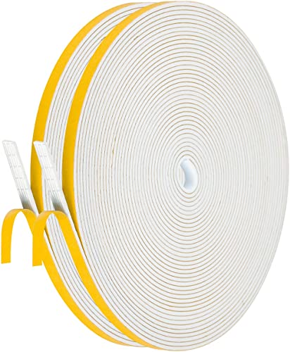 Palazen 20m Dichtungsband Selbstklebend für Türen Fenster 6mm(B) x1.5mm(D) Moosgummi Dichtband als Tür-Fenster-Dichtung-Zugluftstopper Schaumstoffband Abdichtung Weiß [2 Rollen mit je 10m] von Palazen