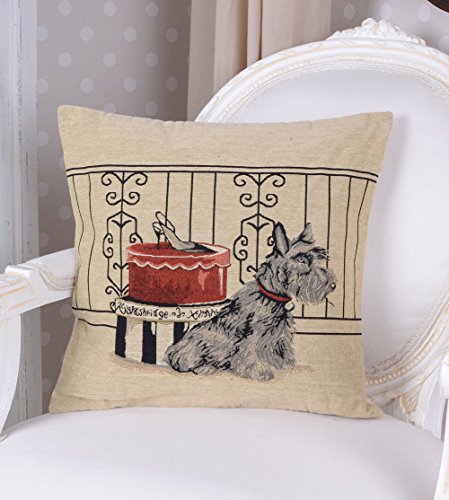 Vintage Kissen Terrier Dekokissen Gobelin Kissenbezug Zierkissen Hund kdk007 Palazzo Exclusiv von PALAZZO INT