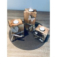 Deko Aus Holz Holzdeko Mit Teelichter Kerzenhalter Holz von Palettenstyle