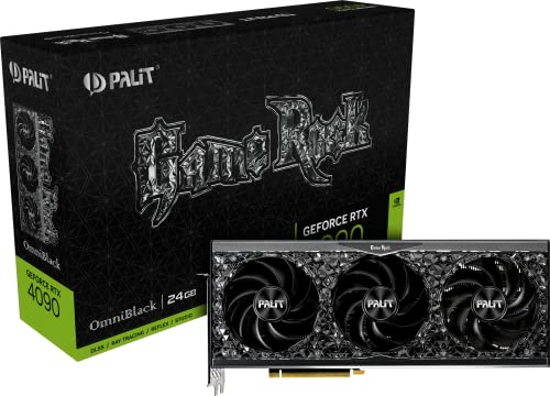 Palit RTX4090 GAMEROCK OMNIBLACK, 24GB GDDR6X, 2520OC/2235MHz, HDMI, 3DP, PCIE, Grafikkarte von Palit