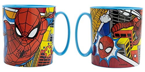 2er Set Spiderman Trinkbecher Henkel-Tasse Kindertasse BPA frei 350 ml Mikrowellen geeignet von Palleon