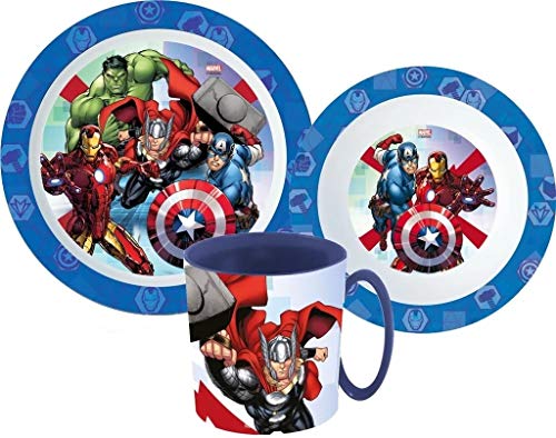 Avengers Marvel Kinder-Geschirr Set mit Teller, M?slischale und Tasse von Palleon