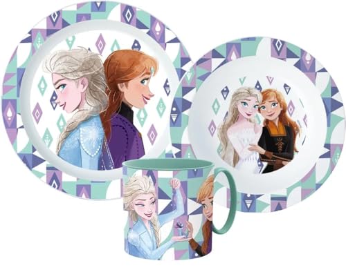 Frozen Die Eiskönigin Kinder-Geschirr Set mit Teller, Müslischale, Becher (wiederverwendbar) von Palleon