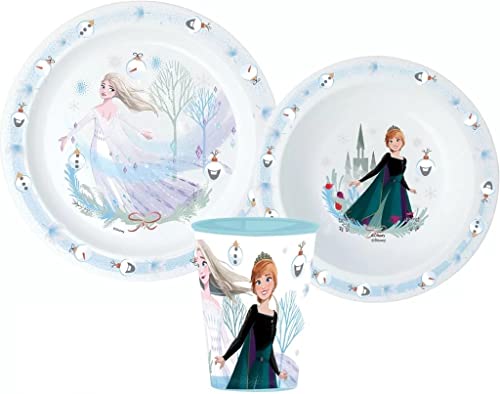 Frozen Die Eiskönigin Kinder-Geschirr Set mit Teller, Müslischale und Becher (wiederverwendbar) von Palleon