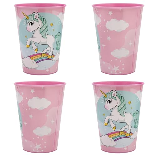 Palleon Einhorn Becher für Kinder - 4er Set Trinkbecher aus BPA-freiem Kunststoff - 260 ml Fassungsvermögen von Palleon