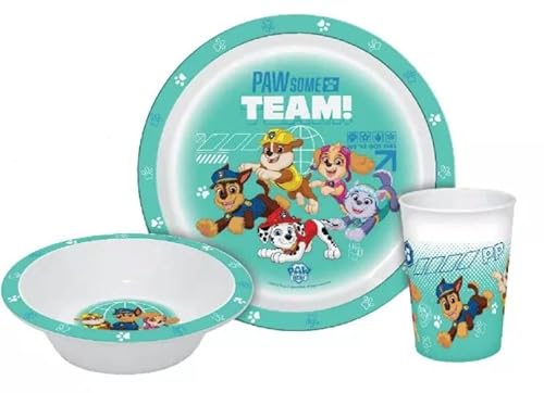 Paw Patrol Kinder-Geschirr Set mit Teller, Müslischale und Becher von Palleon