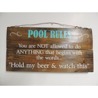Pool Rules Holzschild von PalletManDesignsFL