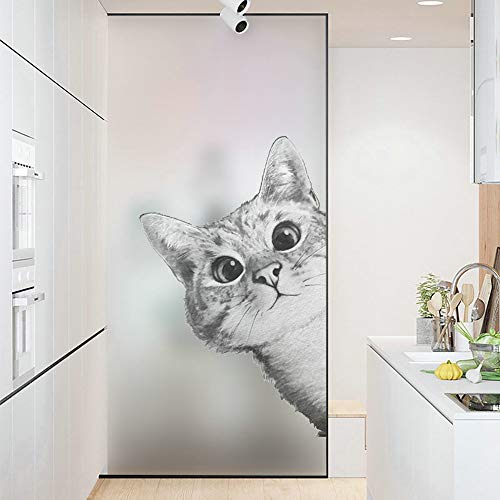 Pallima Fensterfolie Glasaufkleber Kinder Zimmer Katze Frosted,Durch Licht,Opaque Privacy Glass Sticker Fensteraufkleber Türfolie 45x100cm von Pallima
